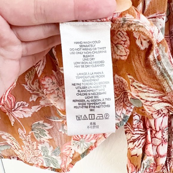 Anthropologie Mina Printed Sheer Peasant Blouse Women's Size Medium Petite MP - Picture 6 of 10